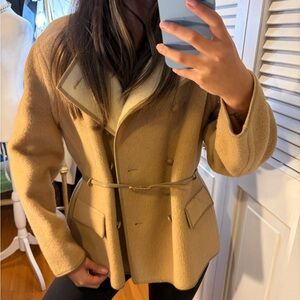 Vintage boiled wool reversible Women's Tan Belted Jacket